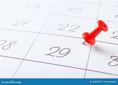 Calendar Page Marked With Drawing Pin Stock Image Image Of Graphic
