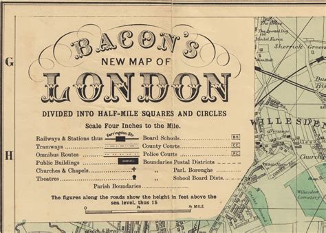 Gw Bacons 1890 New Map Of London Majesty Maps And Prints