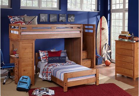 Creekside Taffy Twin Twin Step Bunk Bed With Desk Boys Bedroom Sets