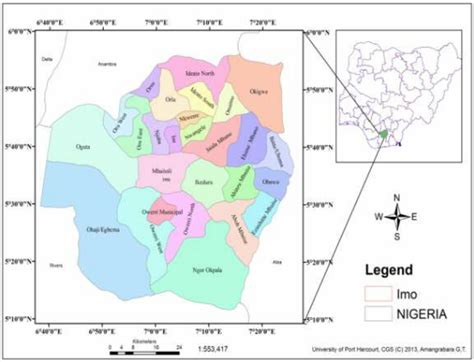 Map Of Nigeria Showing The 27 Lgas Of Imo State Download Scientific