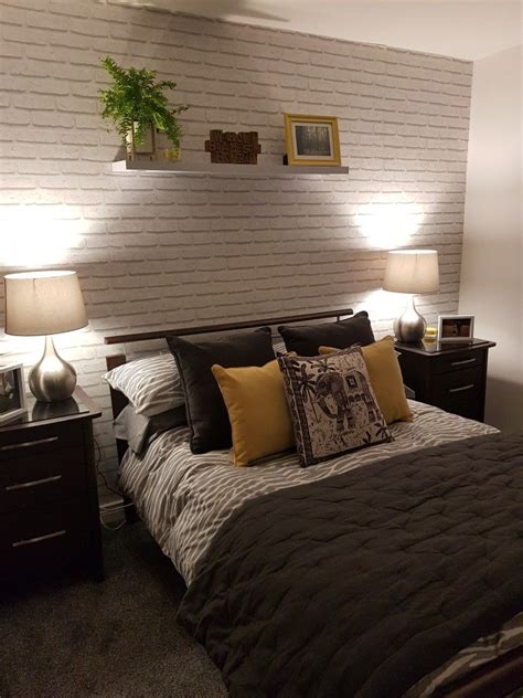 40 shades of grey bedrooms silver bedroom home decor bedroom. Bedroom goals yellow grey brick elephant fern spring decorating wallpaper | Yellow bedroom, Room ...