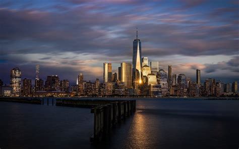 Download Wallpapers One World Trade Center New York City Evening