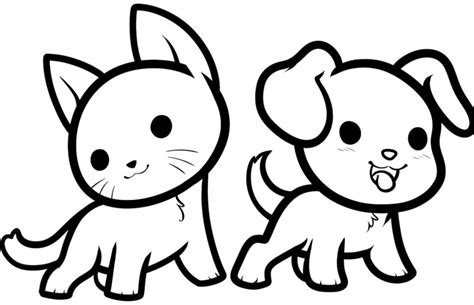 Dibujos Para Colorear De Gatitos Y Perritos Tiernos Dibujos Para The