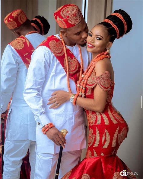 Igbo Traditional Wedding Attire For Couple Red Isiagu Dress Etsy