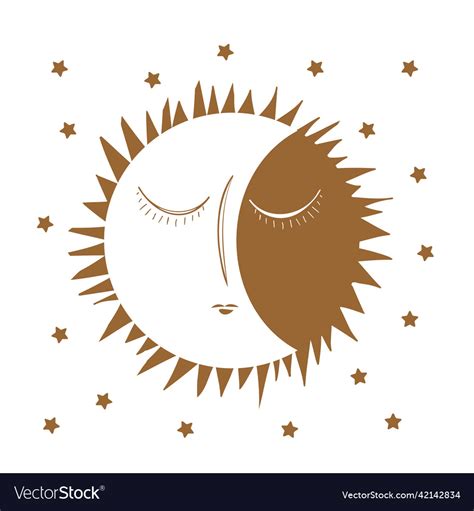 Sun Moon And Stars Background Day Night Royalty Free Vector