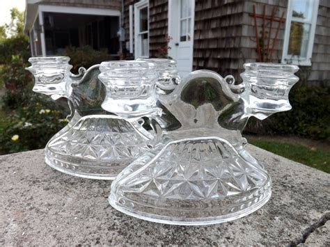 Eye Catching Set Of Two Vintage Clear Double Candle Holders Etsy Candlestick Holders