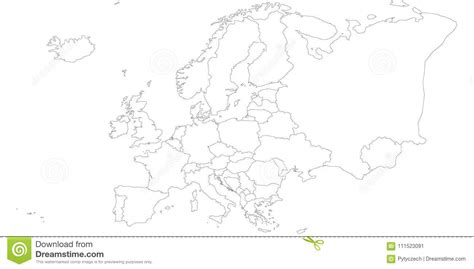 Mapa En Blanco Del Esquema De Europa Ilustración Del Vector