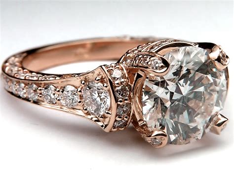 Engagement Ring Large Engagement Ring Graduated Diamonds In Rose Gold