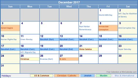 December 2017 Calendar With Holidays As Picture