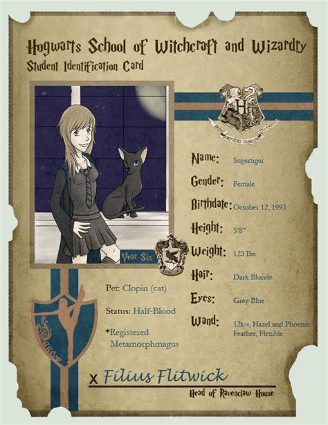 Hogwarts Student Card Id By Sugartigar On Deviantart