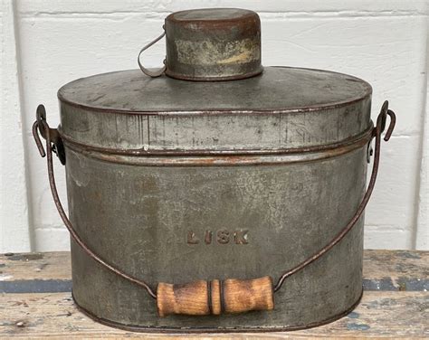 Antique Lunch Pail 1920 30s Lisk Tin Lunch Box With Insert And Cup