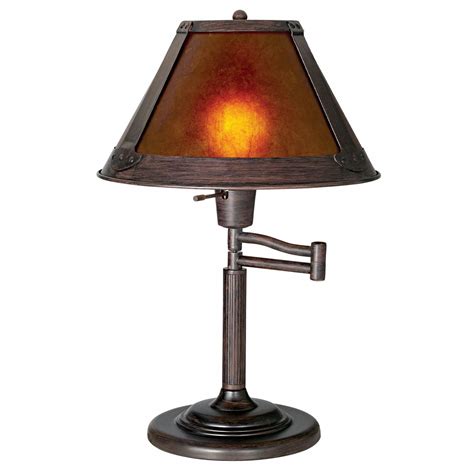 Cal Lighting Mission Bronze 18 High Mica Shade Swing Arm Table Lamp