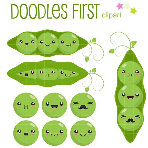 Kawaii Peas In A Pod Clip Art For Scrapbooking Card Making Etsy