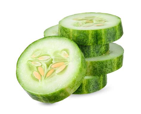 Slice Cucumber Isolated On White Clipping Path Stock Photo Image Of