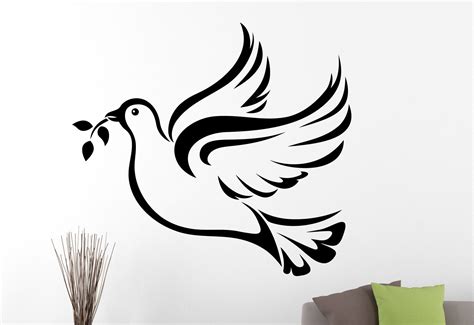 Dove Of Peace Wall Decal Bird Vinyl Sticker Animal Art Home Etsy