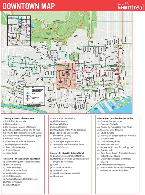 Map Of Montreal Walking Walking Tours And Walk Routes Of Montreal