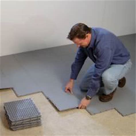 The tiles snap together in a stack bond or running bond pattern providing a vapour barrier with a 1/4 air space between the concrete and finished floor. Nine Steps to Take Before Finishing Your Basement in ...
