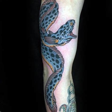 Realistic moray eel tattoo start of a backpiece by chris burke at serenity ink. 60 Eel Tattoo Designs For Men - Elongated Fish Ink Ideas