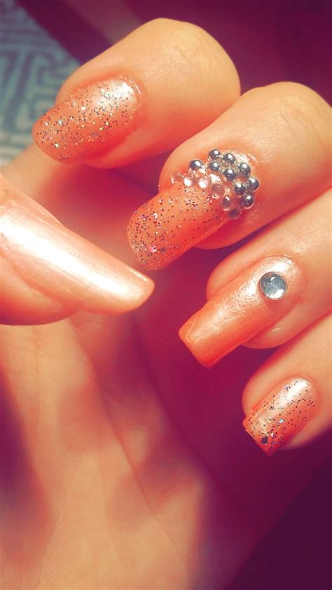 Here, some nails are covered in a light pink polish. Light pink color with small & big diamonds . | My nails ...