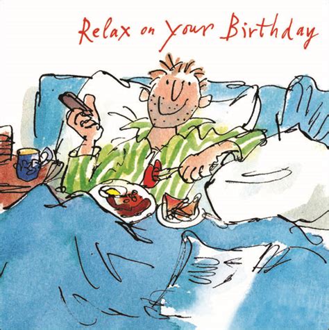 Quentin Blake Breakfast In Bed Happy Birthday Greeting Card Cards