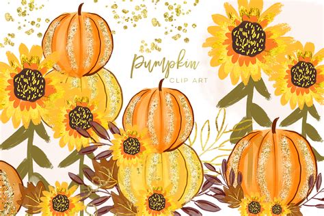 Pumpkins Watercolor Collection Fall Autumn Clip Art 129425