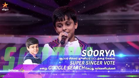 Super singer vote for singer contestants started every weekend. Super Singer Juniors Season 6 | Vote for Soorya - YouTube