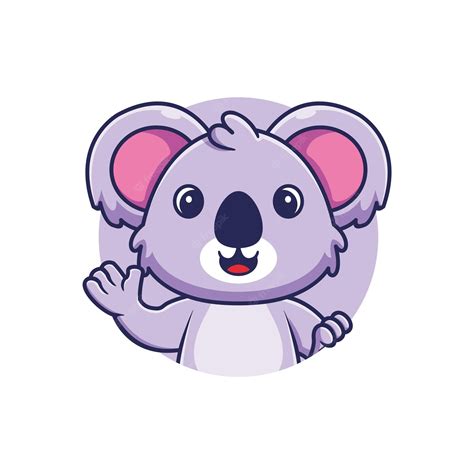 Premium Vector Cute Koala Waving In Round Frame Cartoon Vector Icon