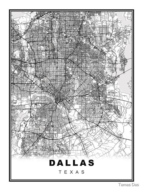 Dallas Map Poster By Sibudas Redbubble