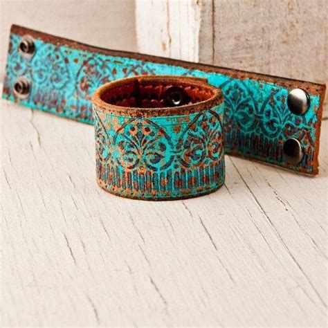 Painting Leather Leather Bracelet Turquoise Leather