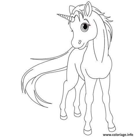 Coloriage licorne rose debout  JeColorie.com
