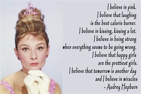 Audrey Hepburn I Believe In Pink Quote Poster Print 12x18 On Matte