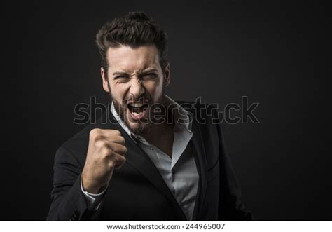 Angry Aggressive Businessman Showing Fists Ready Stock Photo Edit Now