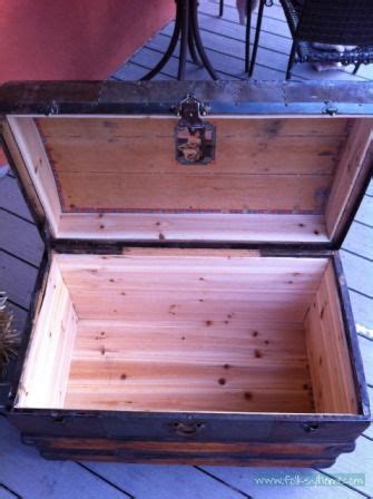 Most of it should be held together by tacks and nails that punch through the wood and have their points bent down on the inside to hold them in place. folksyhome.com - folksyhome Resources and Information. | Home diy, Home, Steamer trunk
