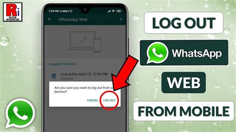 How To Log Out Whatsapp Web From Mobile Youtube