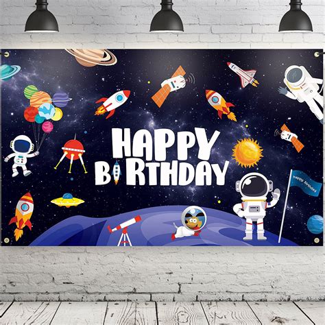 Buy Outer Space Happy Birthday Backdrop Banner Galaxy Planet Astronaut