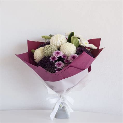 Purple Whites Bouquet Code Bloom Perth Florist Fresh Flower Bouquets