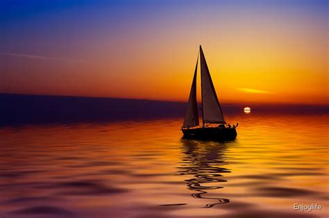 Sailboat Against A Beautiful Sunset By Enjoylife Redbubble