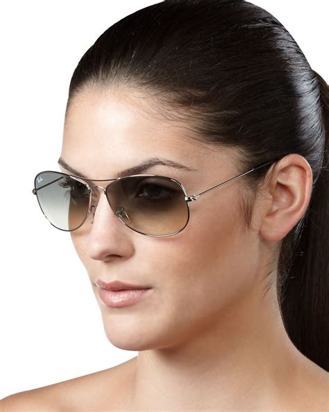 ray ban aviator sunglasses silver in black lyst