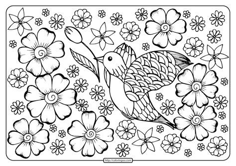 Coloring Pages Birds And Flowers