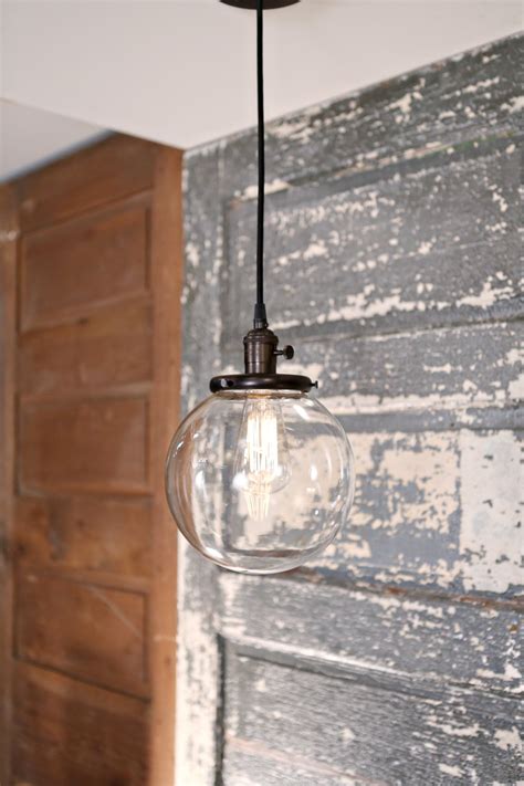 Clear Glass Globe Pendant Fixture 8 Inch