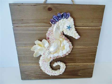 Seashell Seahorse On Wooden Pallet Wall Hanging Etsy