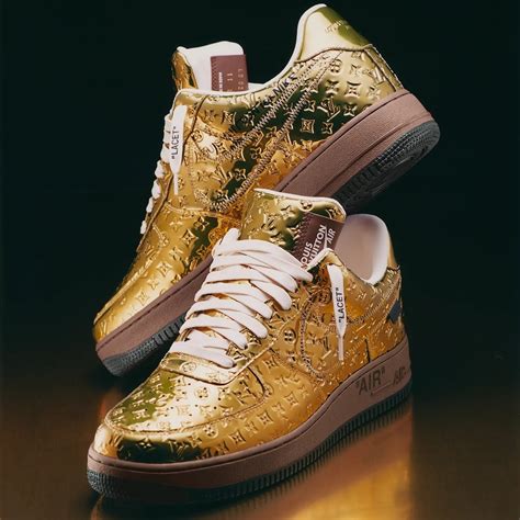 Louis Vuitton X Nike Air Force Metallic Gold Le Site De La Sneaker