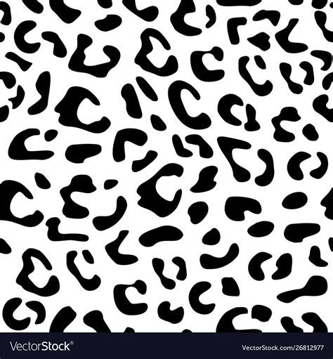 Seamless Black And White Leopard Pattern Vector Image