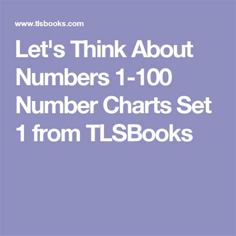 Lets Think About Numbers 1 100 Number Charts Set 1 From Tlsbooks 100
