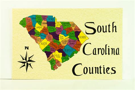 South Carolina Counties Map Etsy