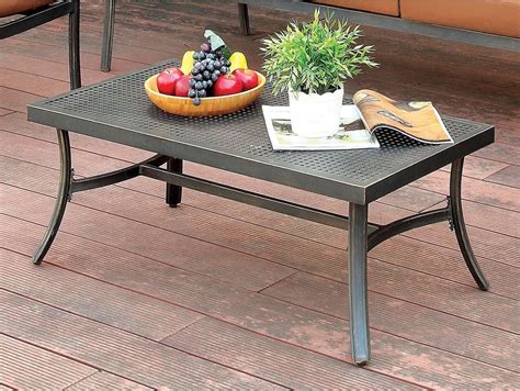 Outdoor Rectangle Coffee Table Weather Resistant Patio Yard Garden Pool