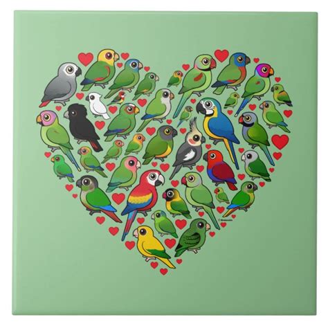 Parrot Heart Large Tile 6 X 6 In Birdorable Shop