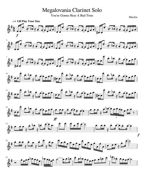 Megalovania Clarinet Solo Sheet Music For Clarinet Download Free In