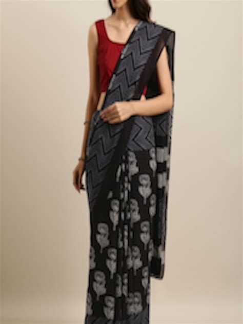 Buy Mitera Black Printed Pure Cotton Procian Saree Sarees For Women 10406419 Myntra