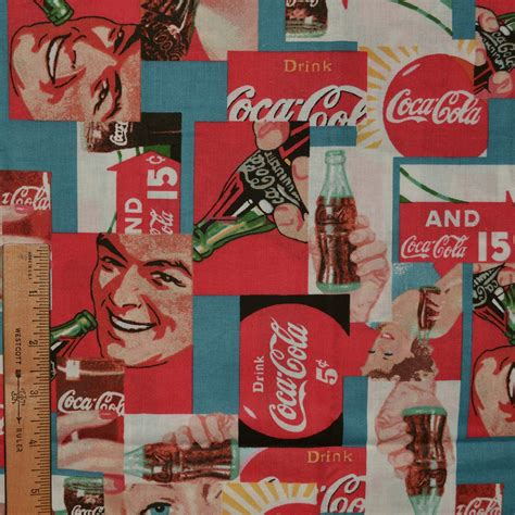 Coca Cola Fabric Coke Magazine Advertisement Fabric Half Yard Lengths